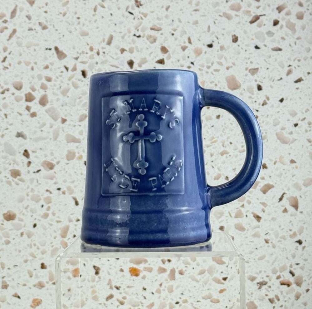 Vintage MCM St. Mary's Blue Ceramic Mug Kohrman Pottery Studio XIII